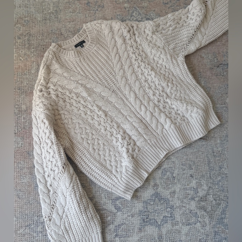 Dynamite Textured Knit Sweater in Cream